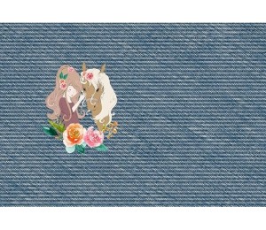 French Terry In Love Panel blau